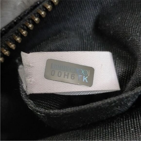 Auth Jimmy Choo Black Glitter Fabric Mini Caro Crossbody Bag Preloved Purse - Picture 7 of 7